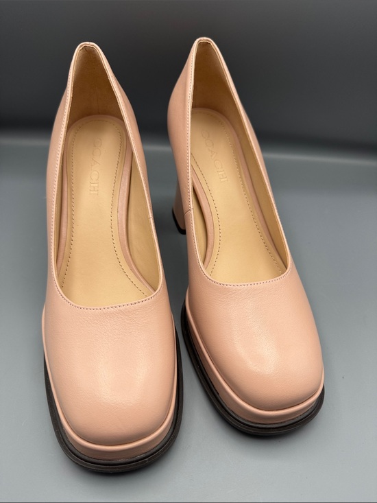 Coach Shoes - Coach Sculpted C Leather Platform Block Heel Pump Square ToePale Blush